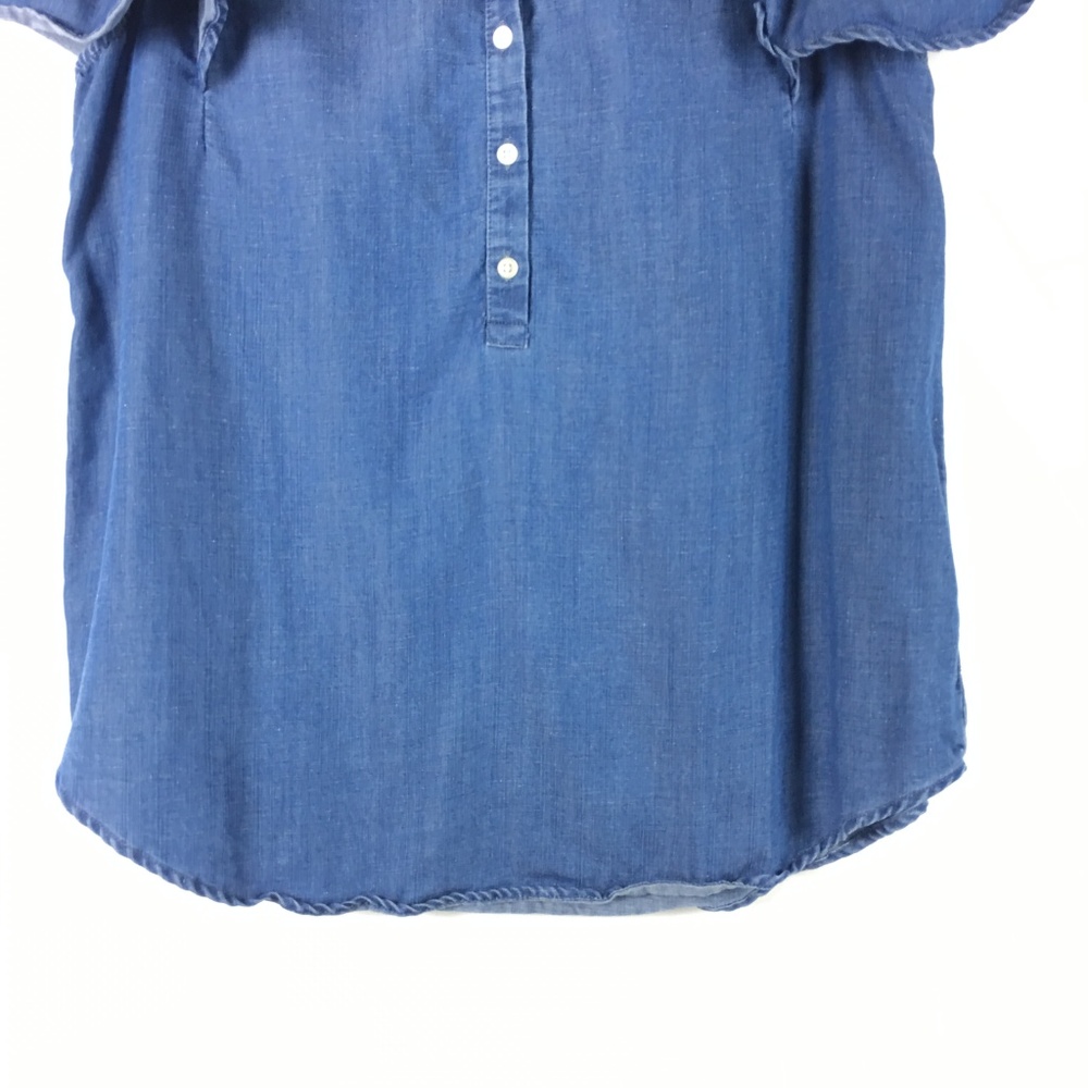 Ann Taylor Loft Women Chambray Denim Henley Blouse - Picture 3 of 8